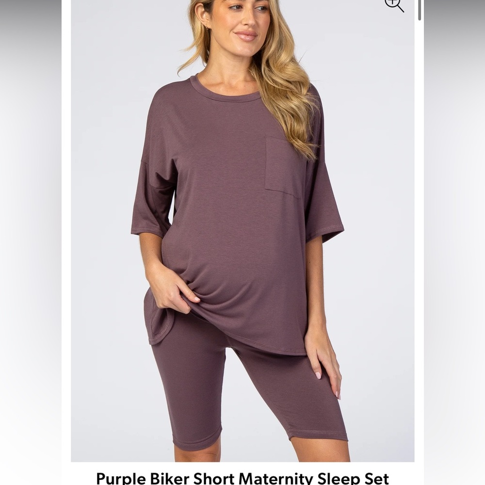 Pink blush biker shorts and oversized t set maternity